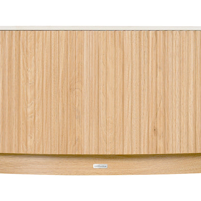 Close-up of light wood furniture panel on white background