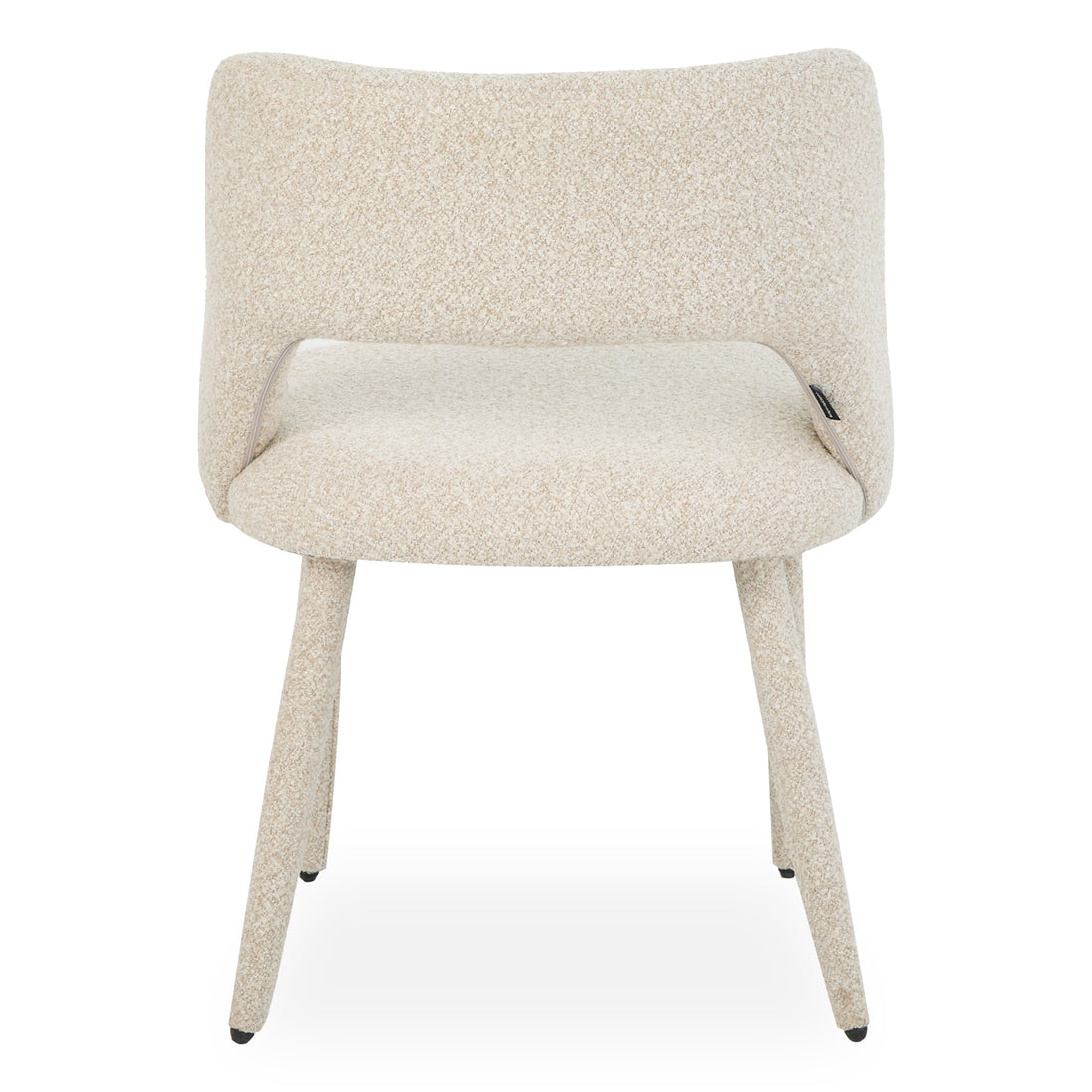 Front view of cream upholstered chair on white background
