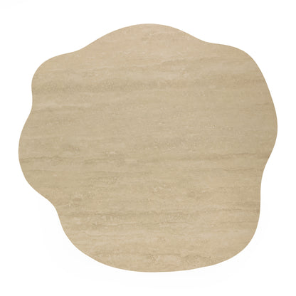 Organic-shaped beige tabletop or surface on a white background