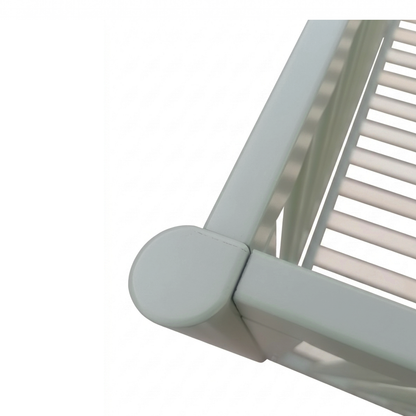 Detailed corner joinery of crib slats on white background