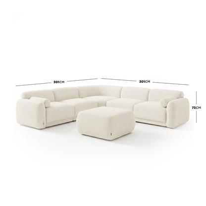 Modular sectional sofa dimensions on white background