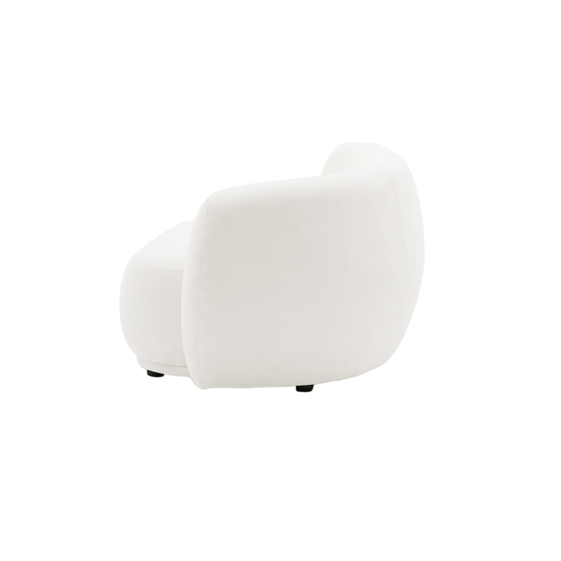 Rear side view of white sofa on white background