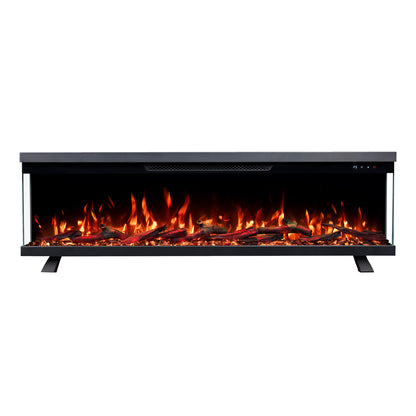 LEFBERIDA 60-inch electric fireplace on white background with front view