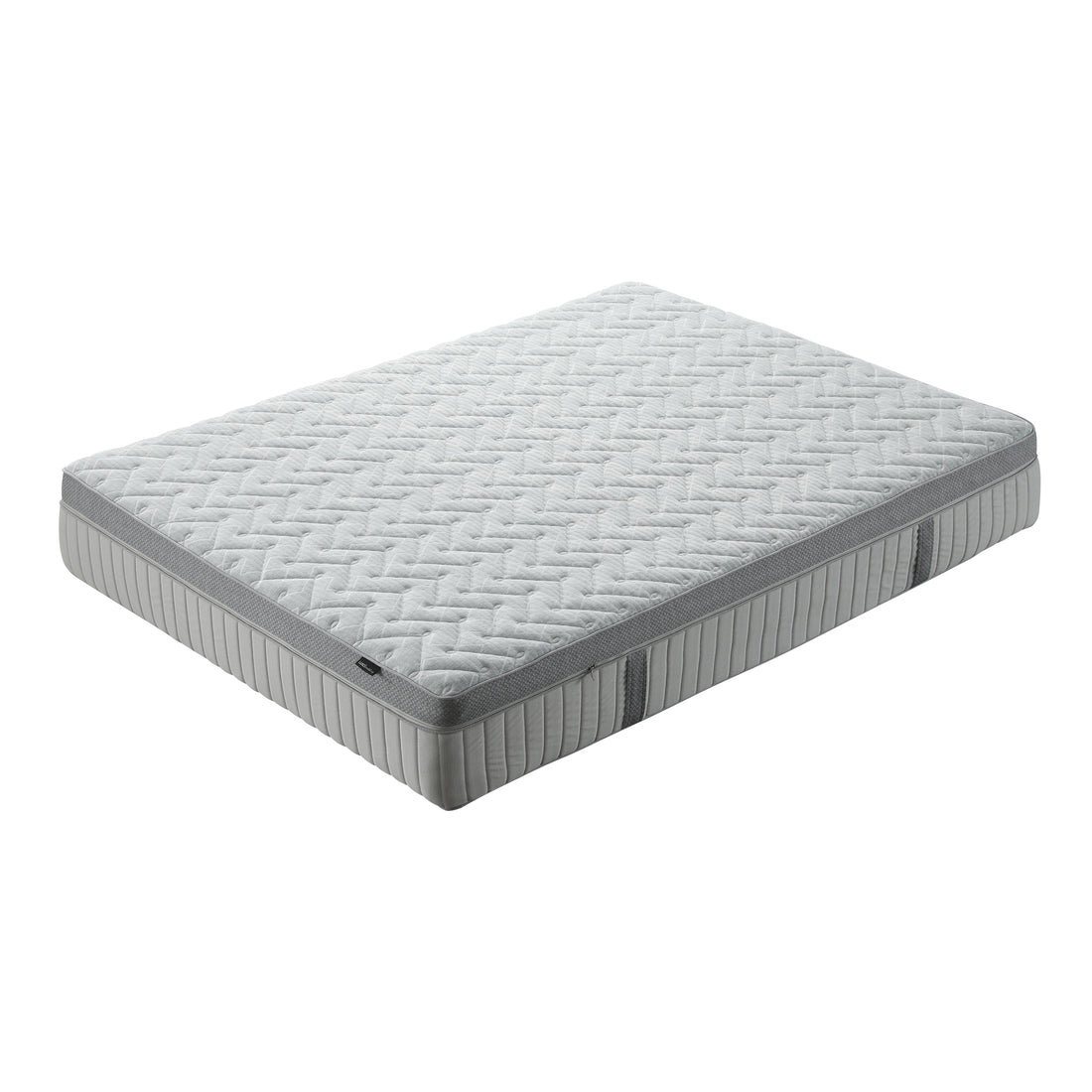 Full rectangular mattress with quilted surface on a white background