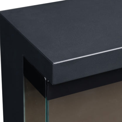 Close-up corner of LEFBERIDA electric fireplace frame on white background