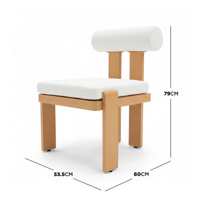 Positano 6 Seater Aluminium Outdoor Dining Set in White featuring a spacious table, six cushioned chairs with timber-look frames, and weather-resistant materials, designed for stylish, comfortable outdoor gatherings.