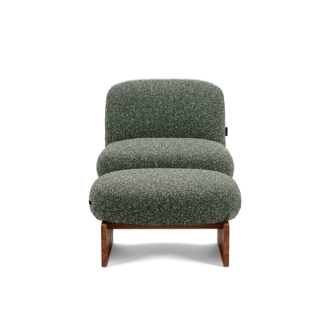 Front view of green lounge chair on white background