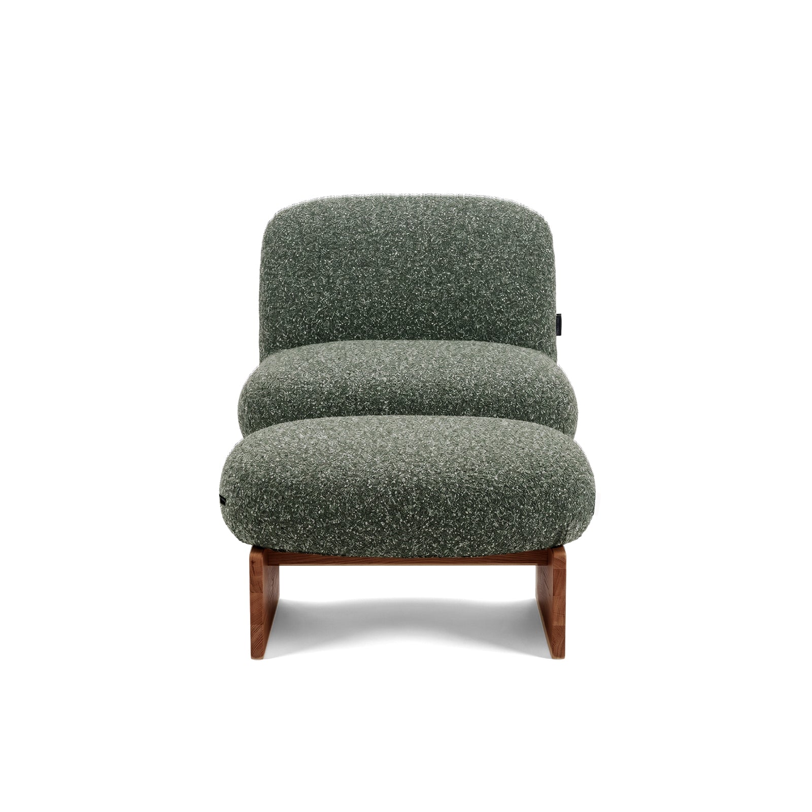 Front view of green lounge chair on white background