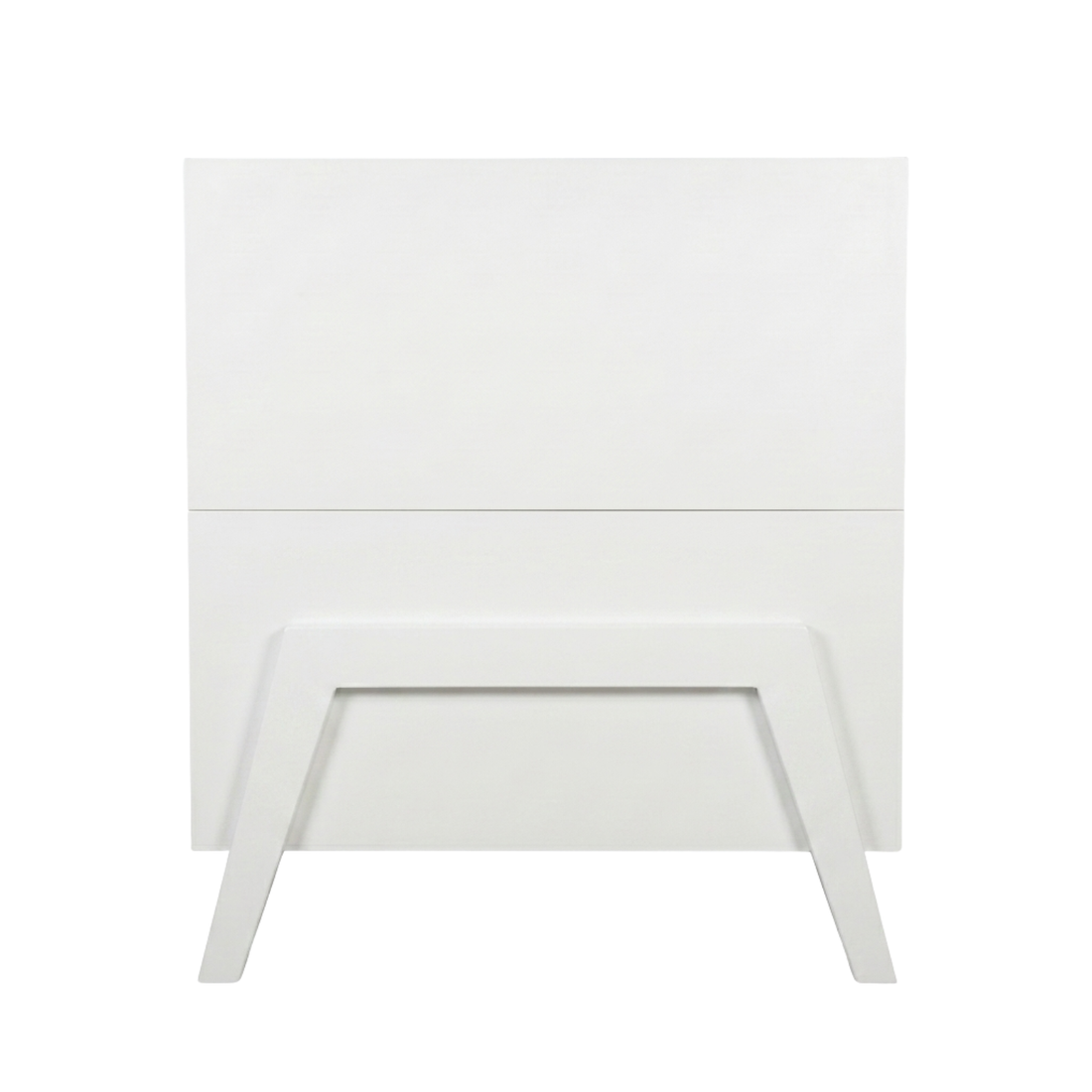 White modern crib on white background front view of full product