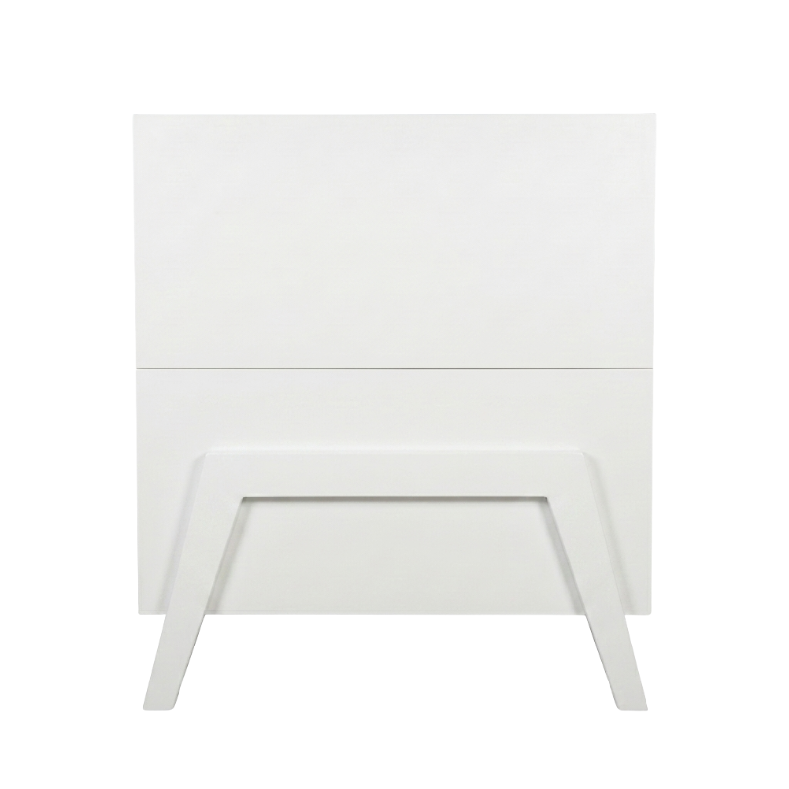 White modern crib on white background front view of full product