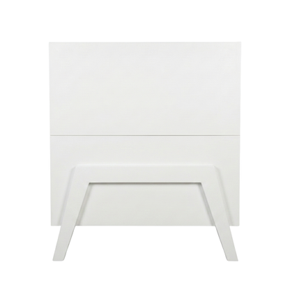 White modern crib on white background front view of full product