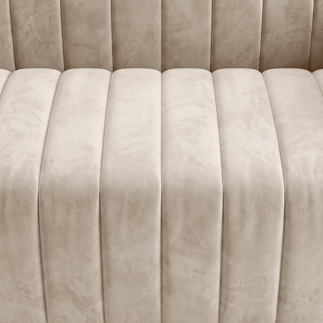 Close-up of beige tufted sofa upholstery