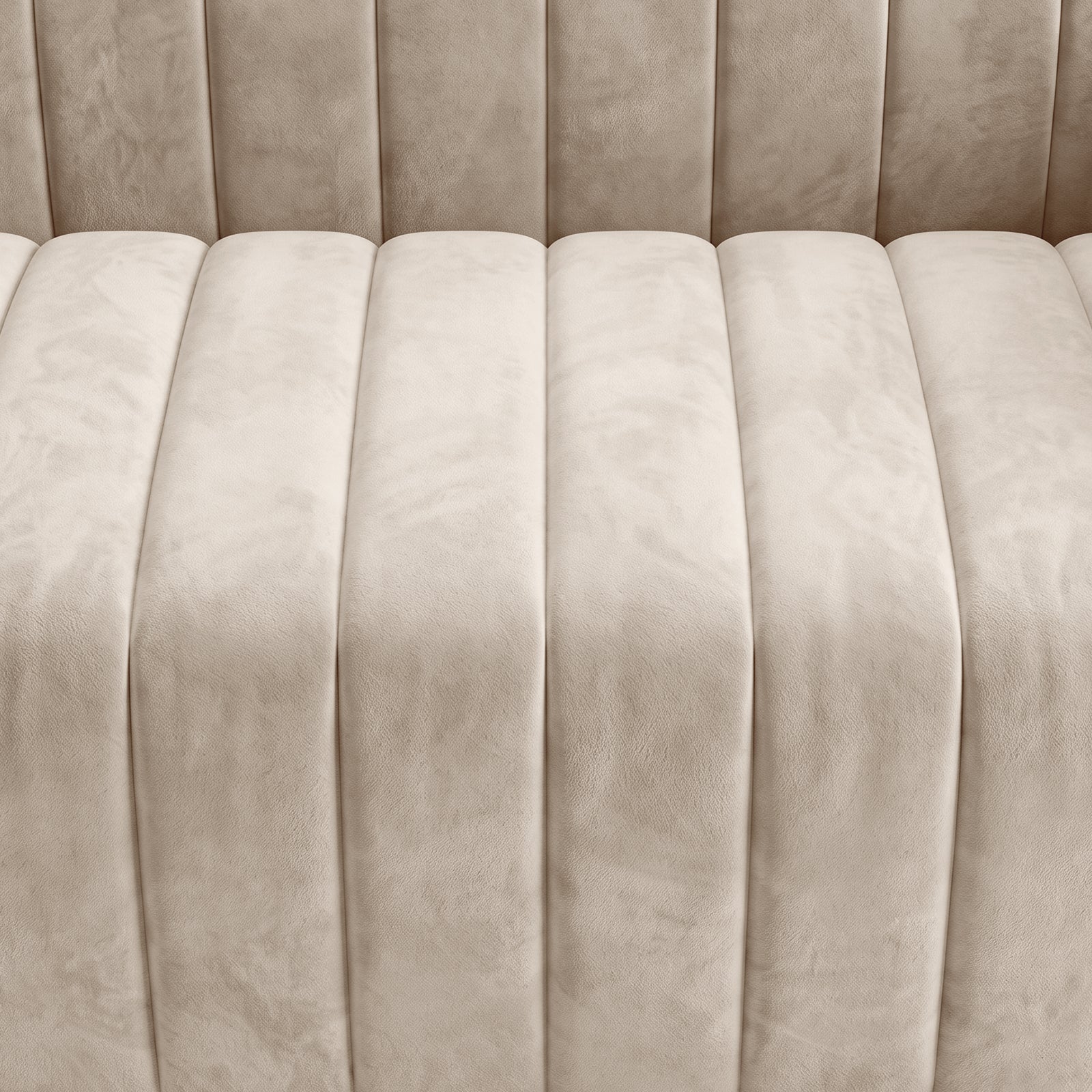 Close-up of beige tufted sofa upholstery