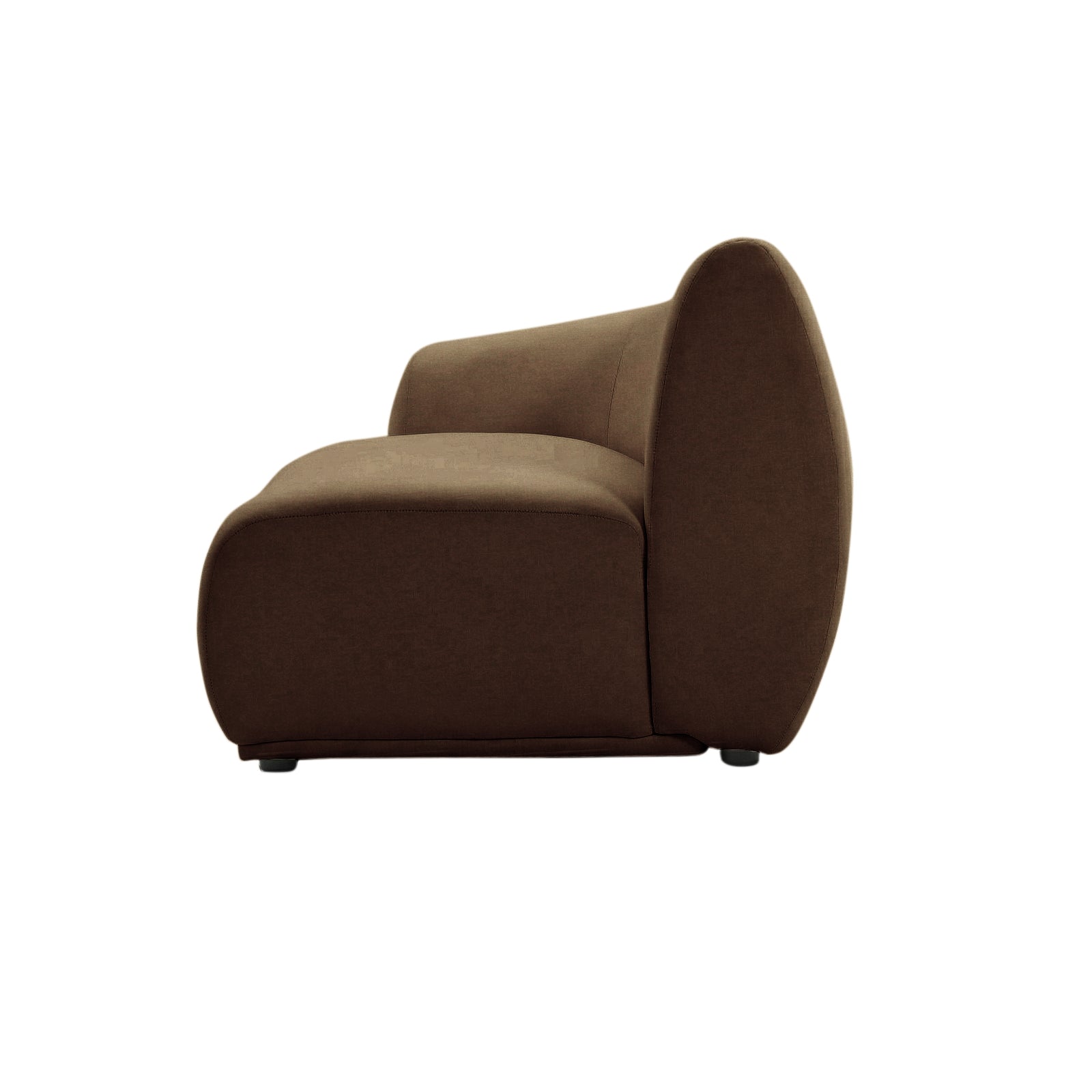 Side profile of armless sofa on white background