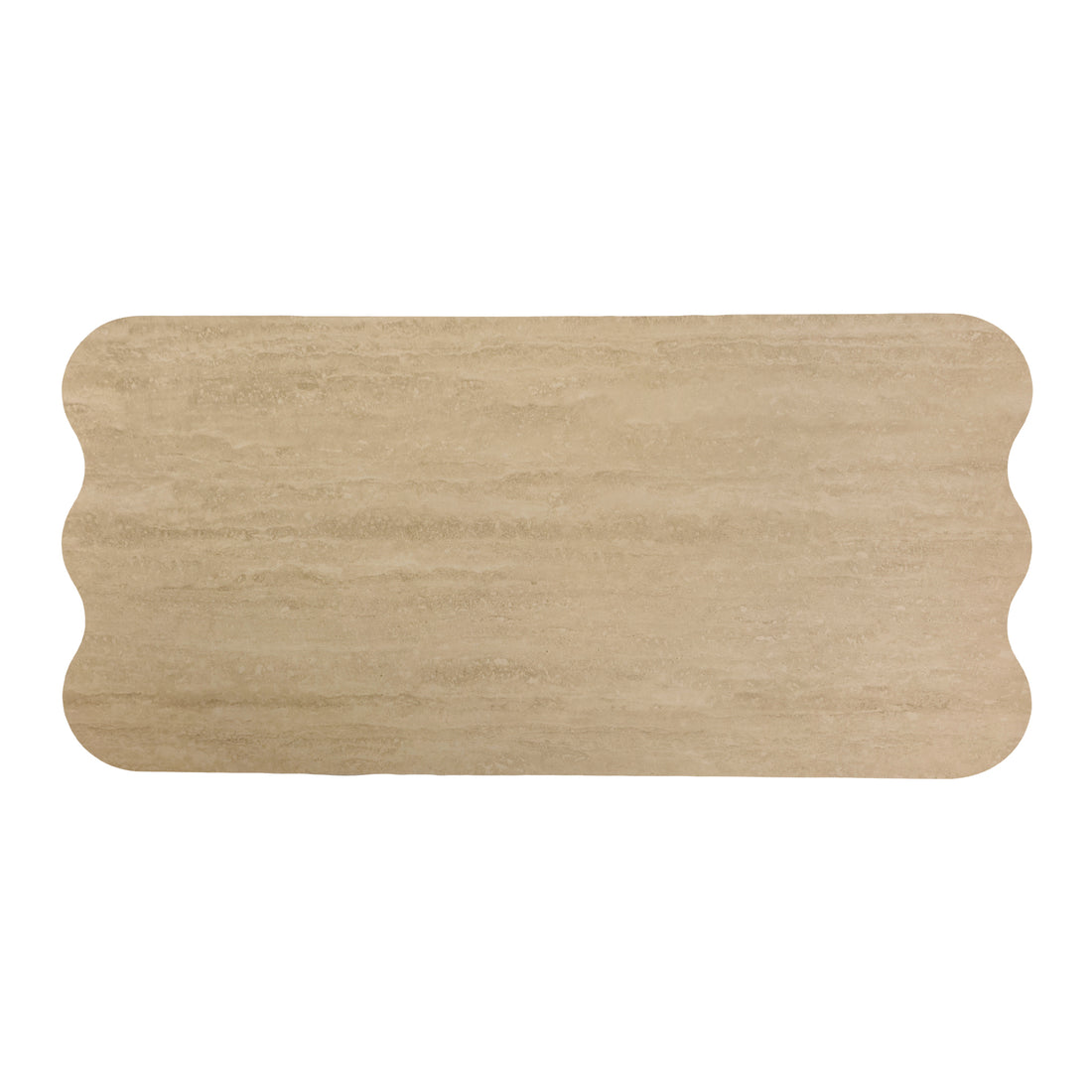 Beige rectangular stone-like table or slab on white background