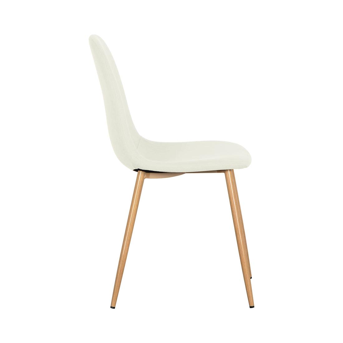 Modern side chair from the Oregon Dining Table with 8 Florida Chairs Set in Sand, featuring a gently curved seat and back on slim, tapered wooden legs, perfect for stylish dining settings.