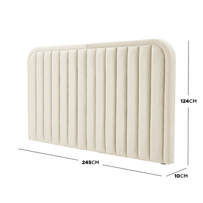 Headboard with dimensions 245 cm width, 124 cm height, and 10 cm thickness