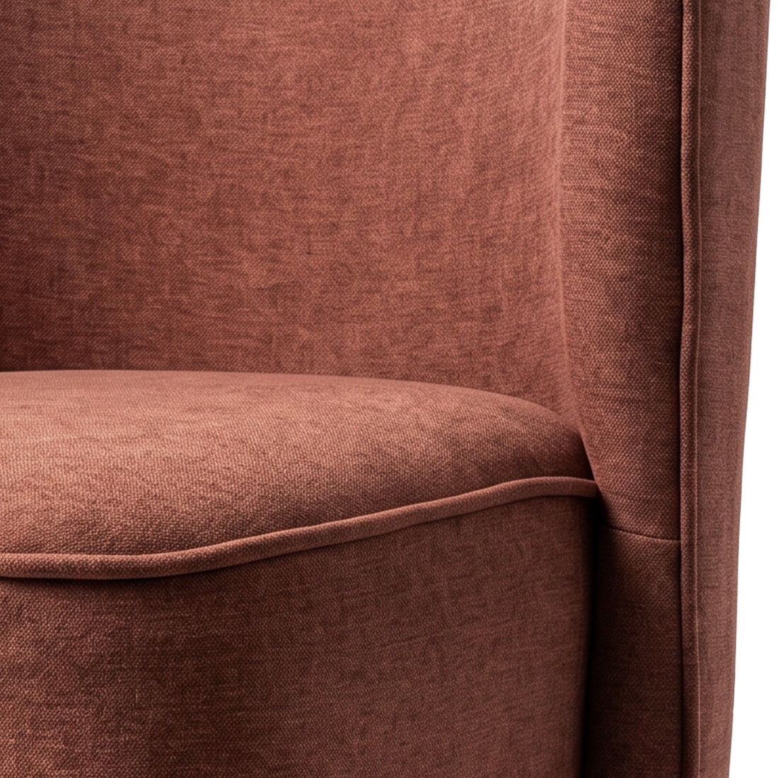 Close-up of chair seat and backrest upholstery on white background