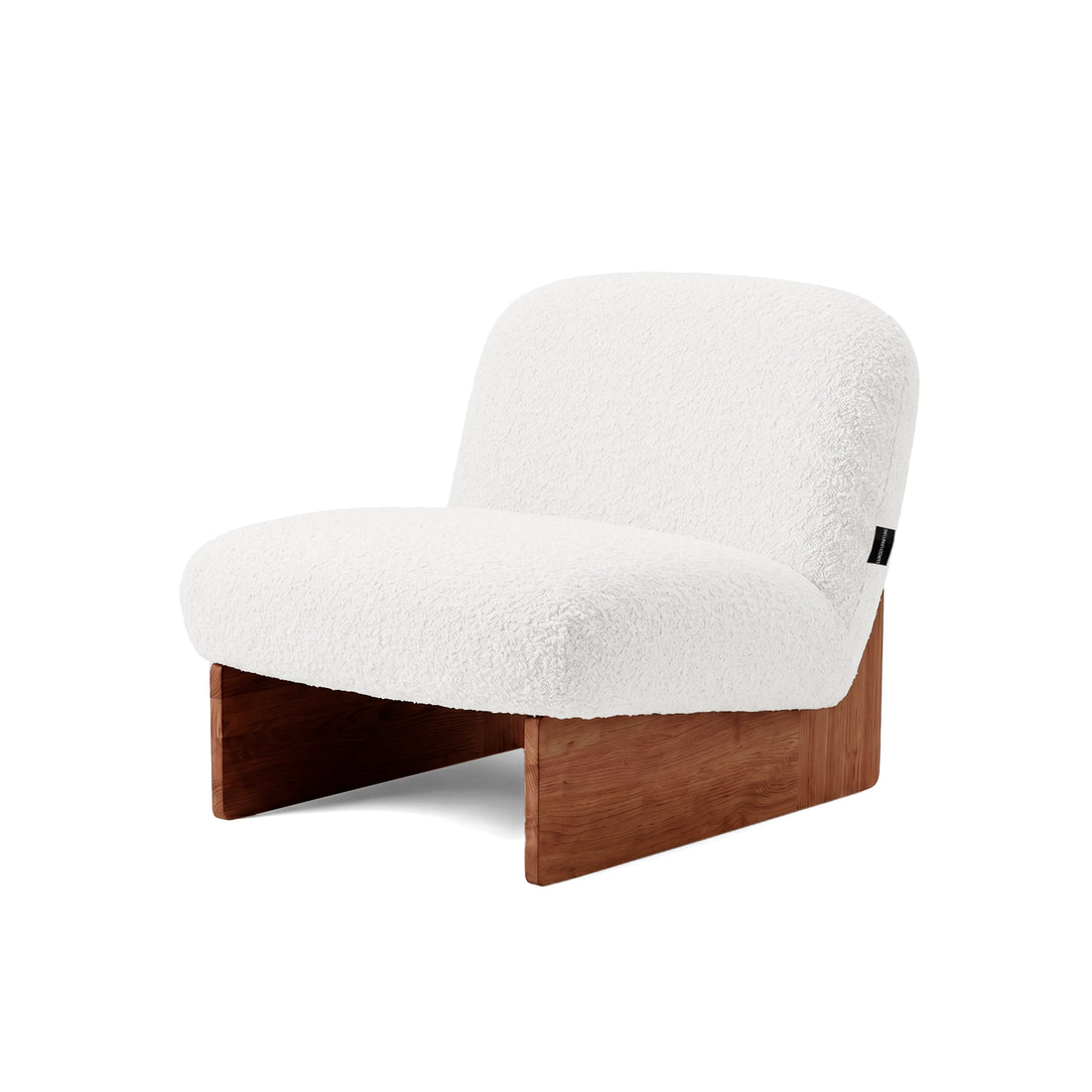 Angled view of lounge chair on white background.