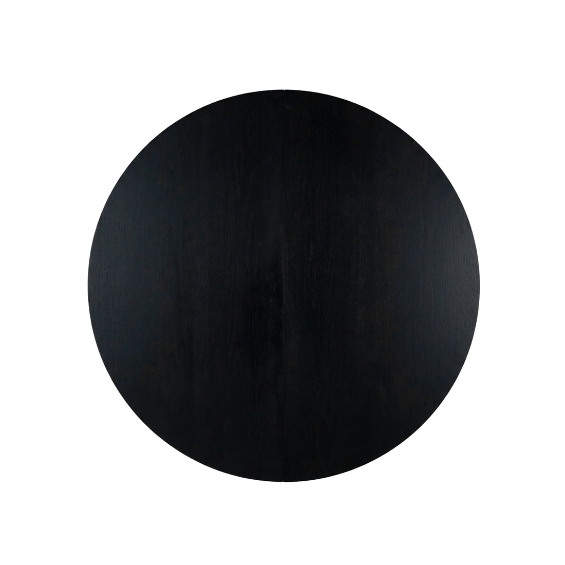 Top view of a dark round tabletop on white background