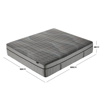 Full mattress on white background with labeled dimensions