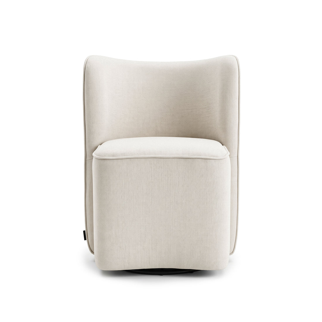 A modern light beige accent chair isolated on a white background