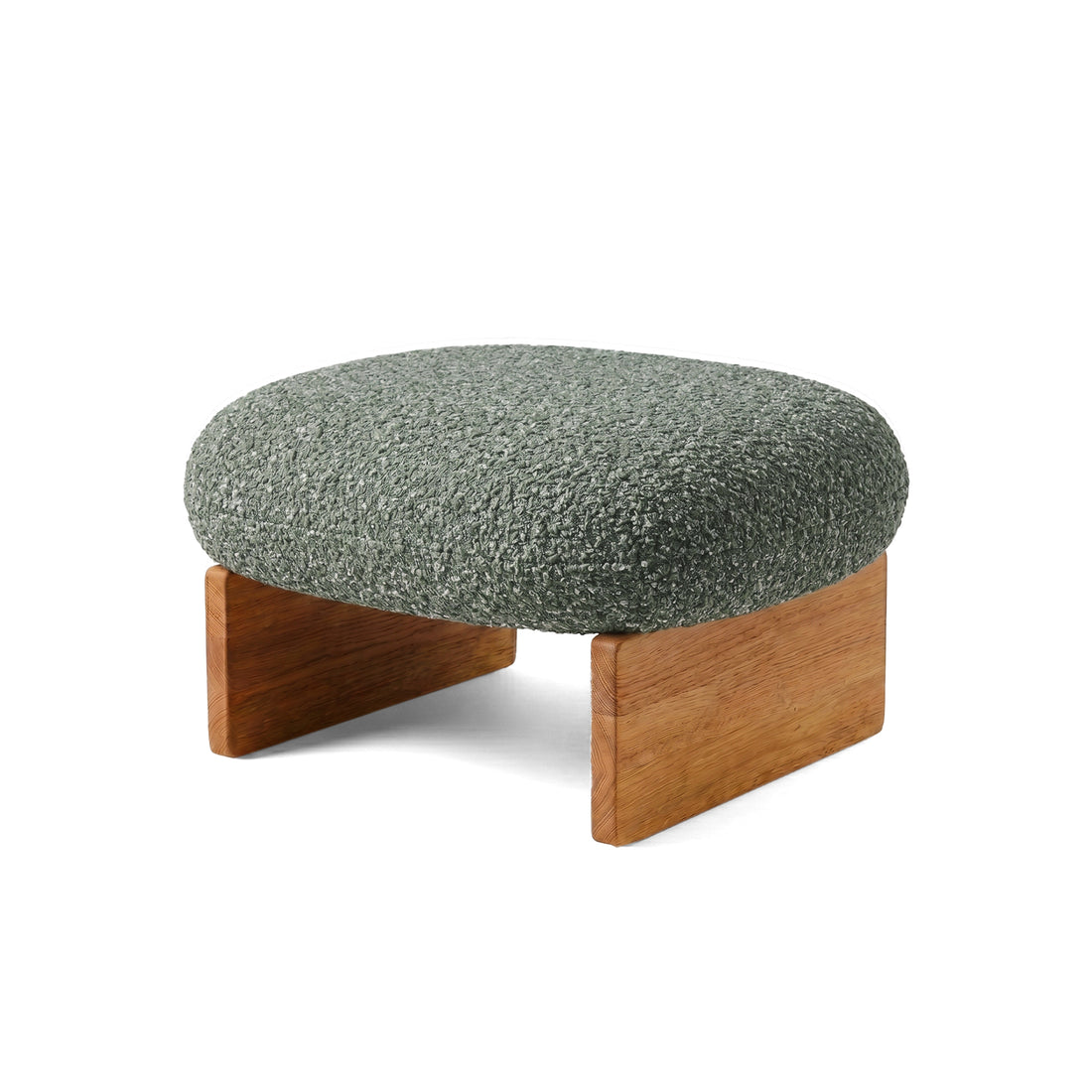 Green footstool ottoman on white background