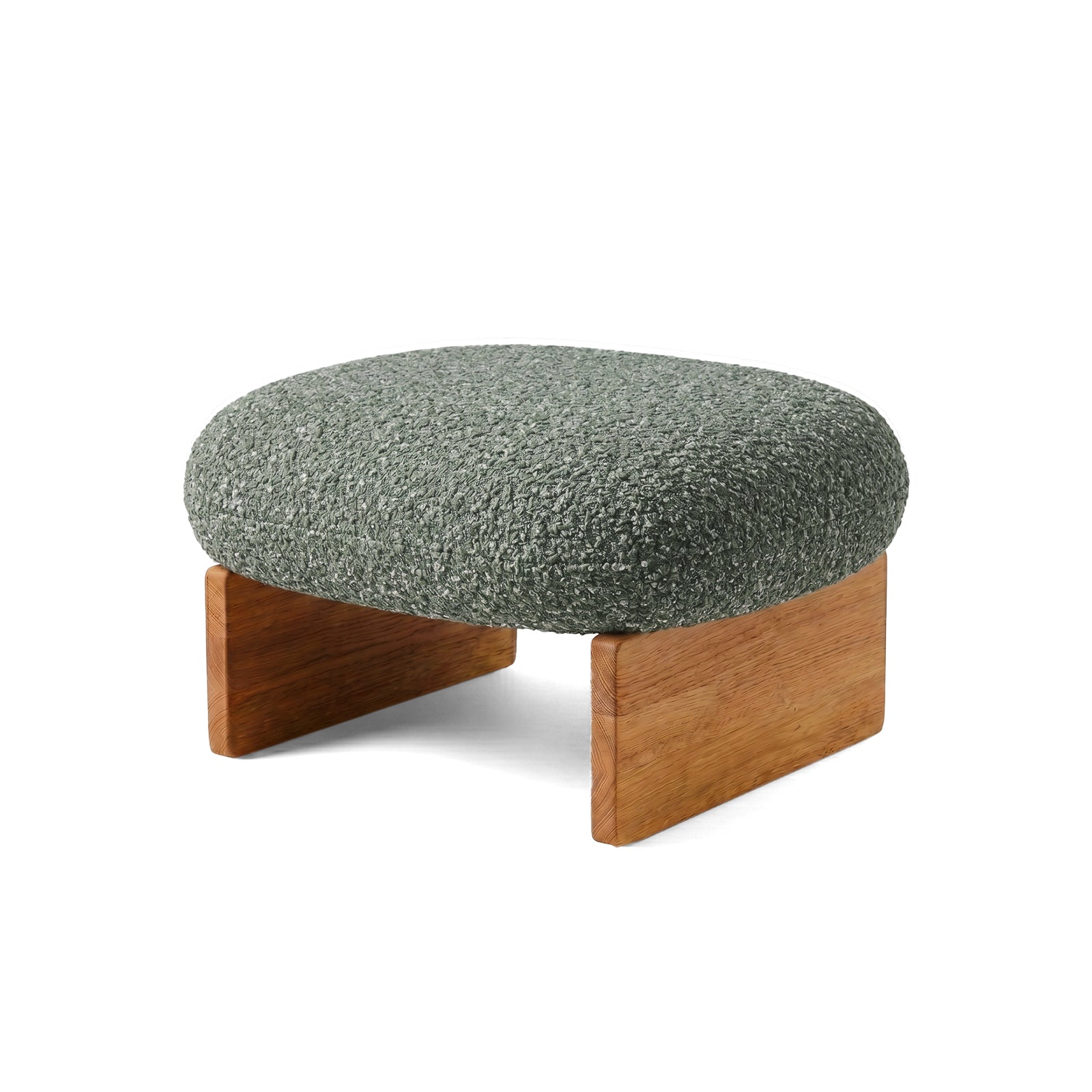 Green footstool ottoman on white background