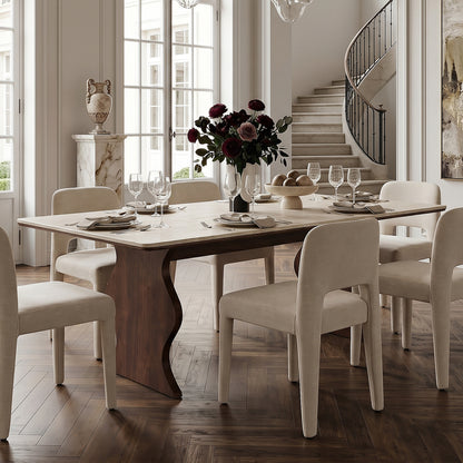 Dining table and chairs in an elegant dining room setting