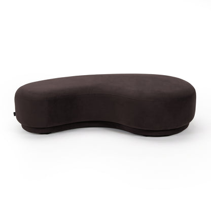 Sleek plum kidney-shaped bench seat on a white background