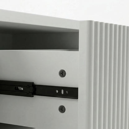 Close-up of cabinet interior hardware and sliding mechanism