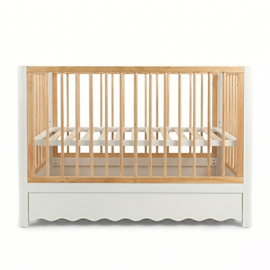 Two-tone baby crib on white background