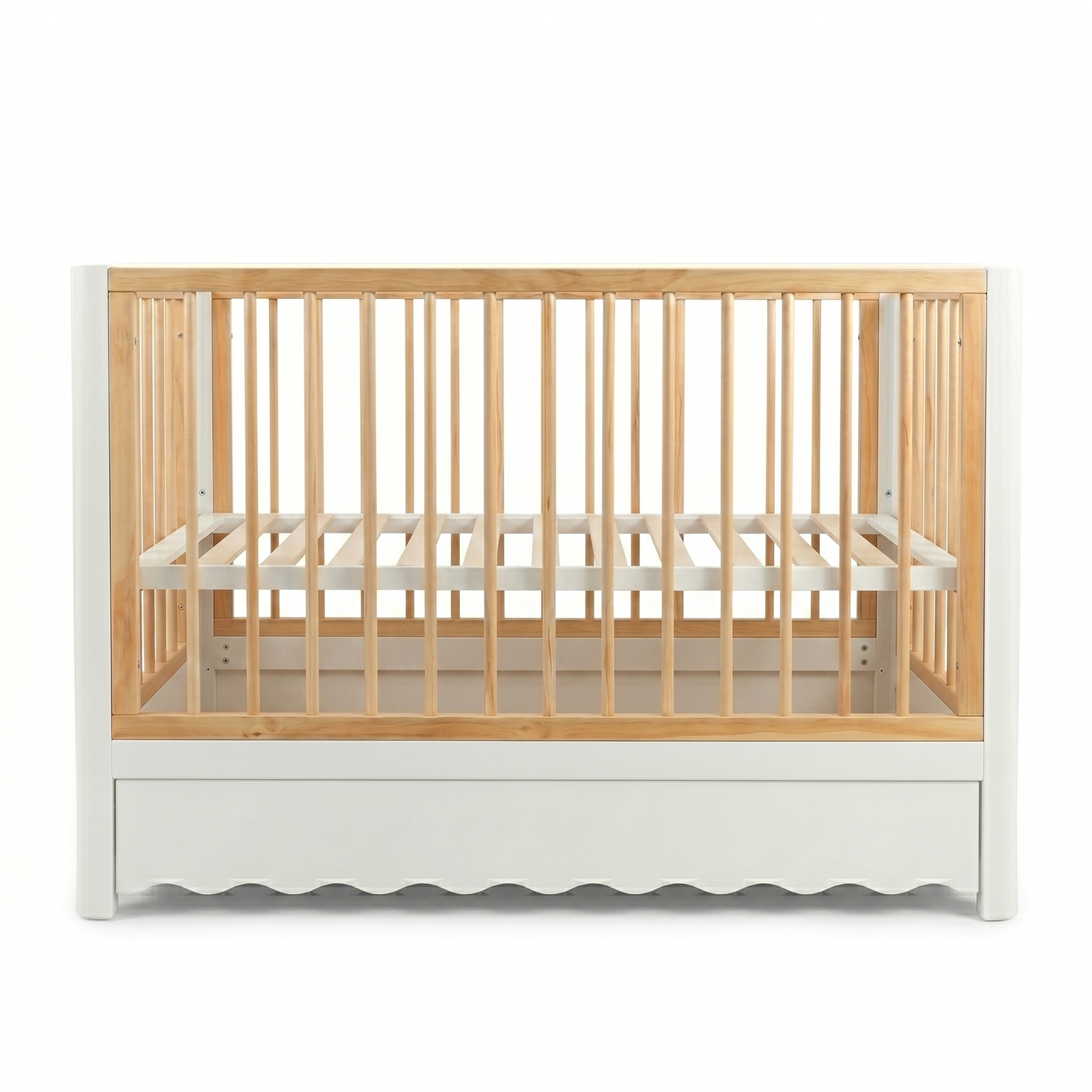 Two-tone baby crib on white background