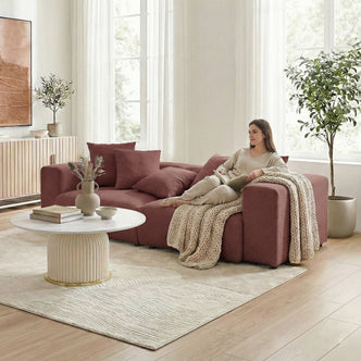 Sectional sofa styled in bright living room