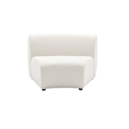 White armless corner chair on white background