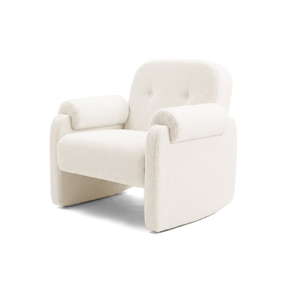 Modern plush armchair on white background