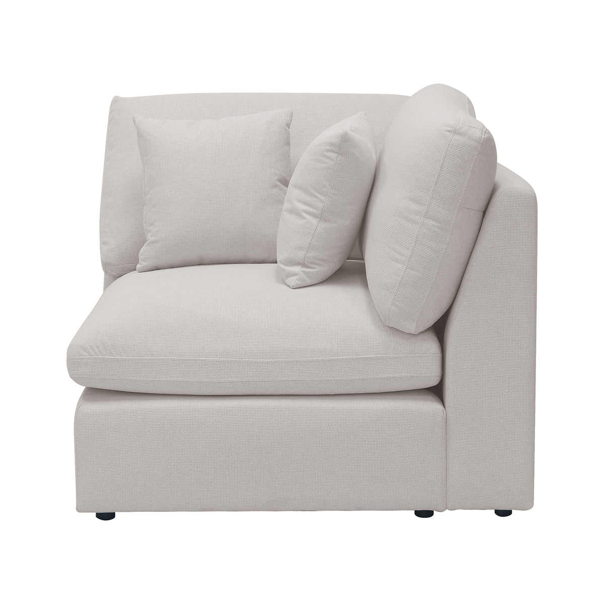 Modern upholstered sectional sofa corner piece on white background