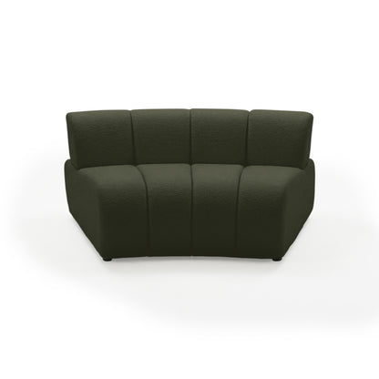Corner sectional dark green sofa on white background