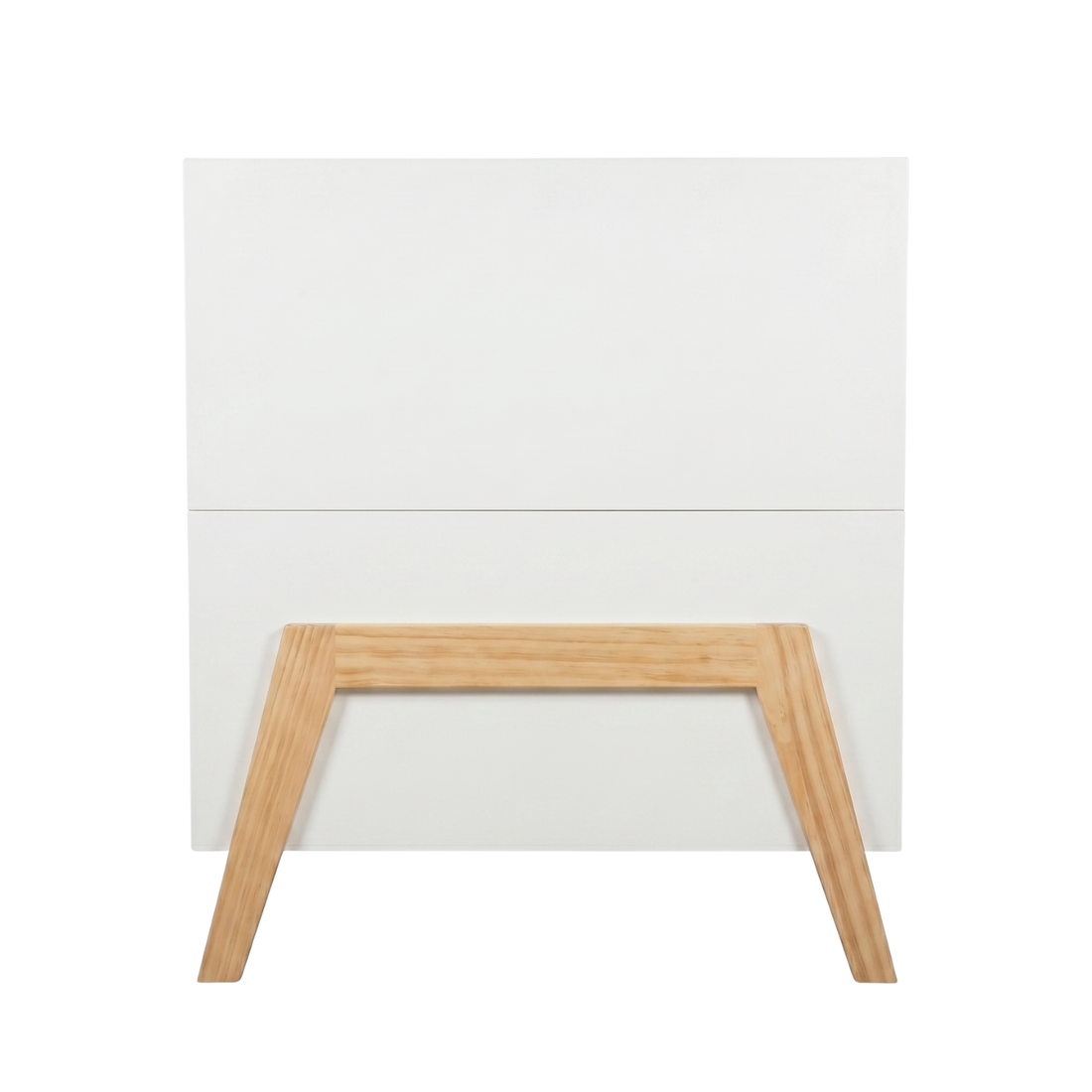 White and wood nightstand on white background