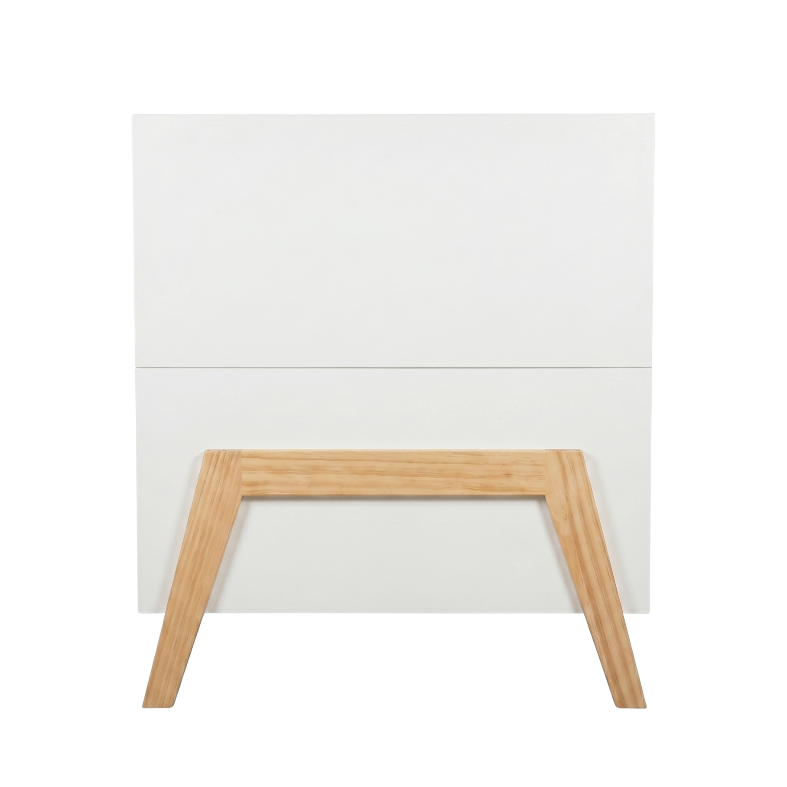 White and wood nightstand on white background