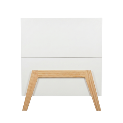 White and wood nightstand on white background
