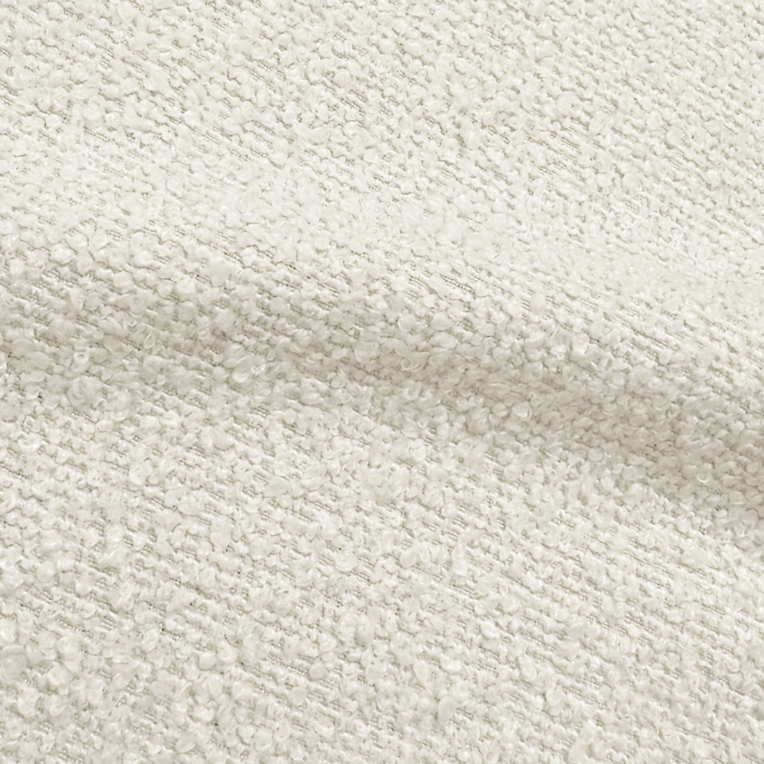 Close-up texture of off-white boucle upholstery fabric