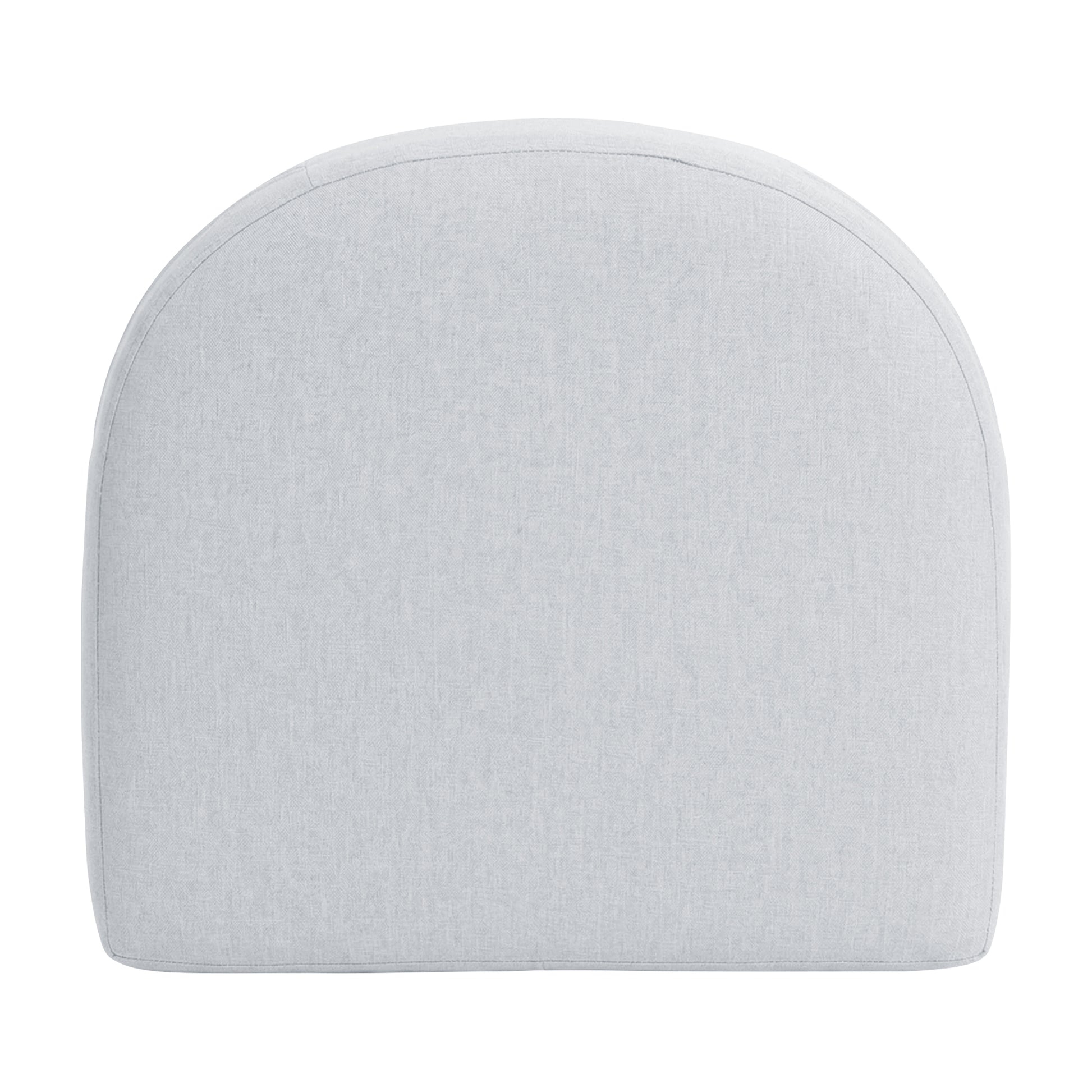 Close-up of a light grey backrest cushion on a white background