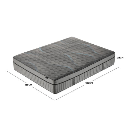 Mattress on white background with dimensions shown