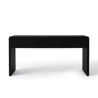 Minimalist black desk on a white background