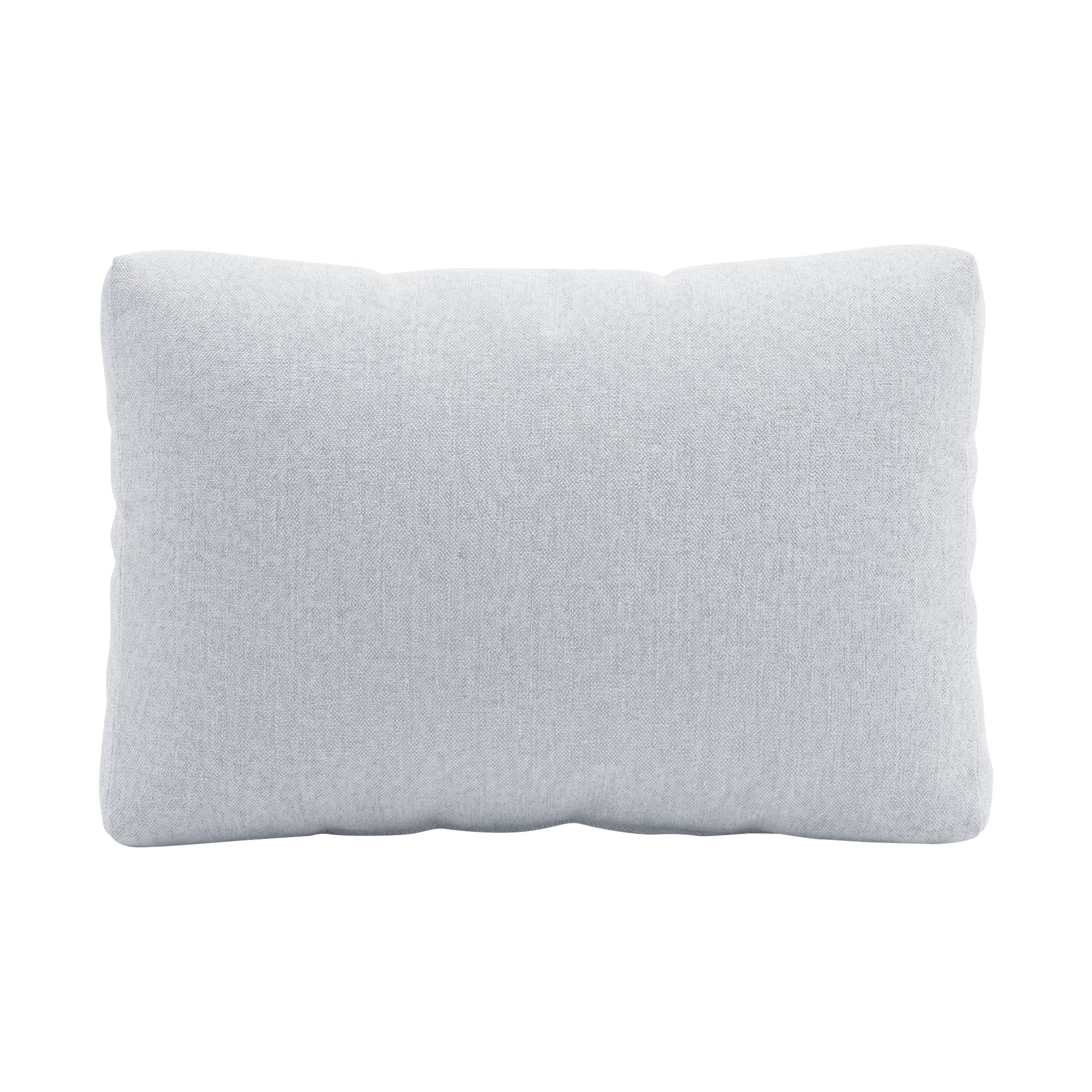 Light gray rectangular pillow with smooth texture on white background