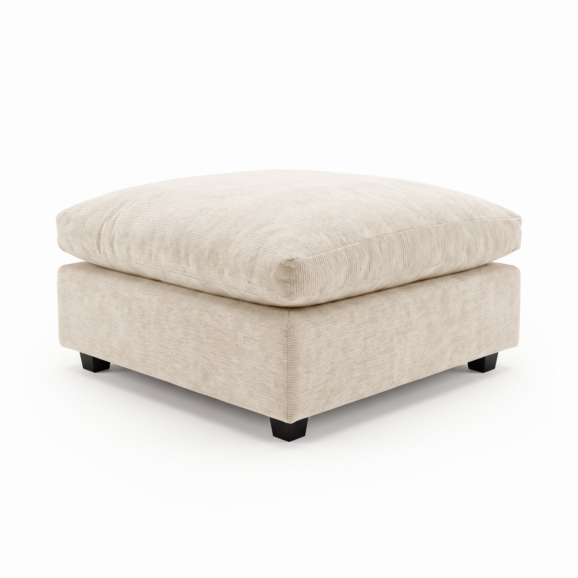 Large beige ottoman on white background