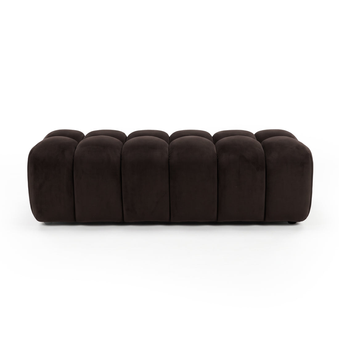 Chocolate brown modular ottoman bench on a white background.