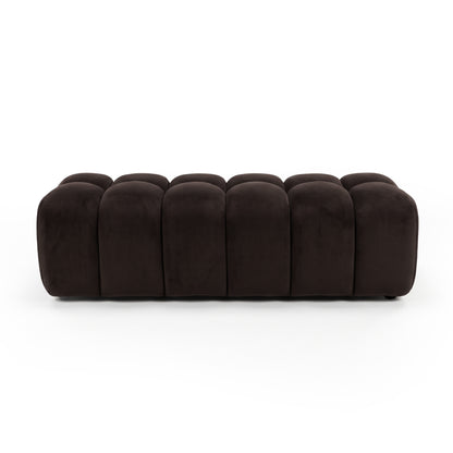 Chocolate brown modular ottoman bench on a white background.