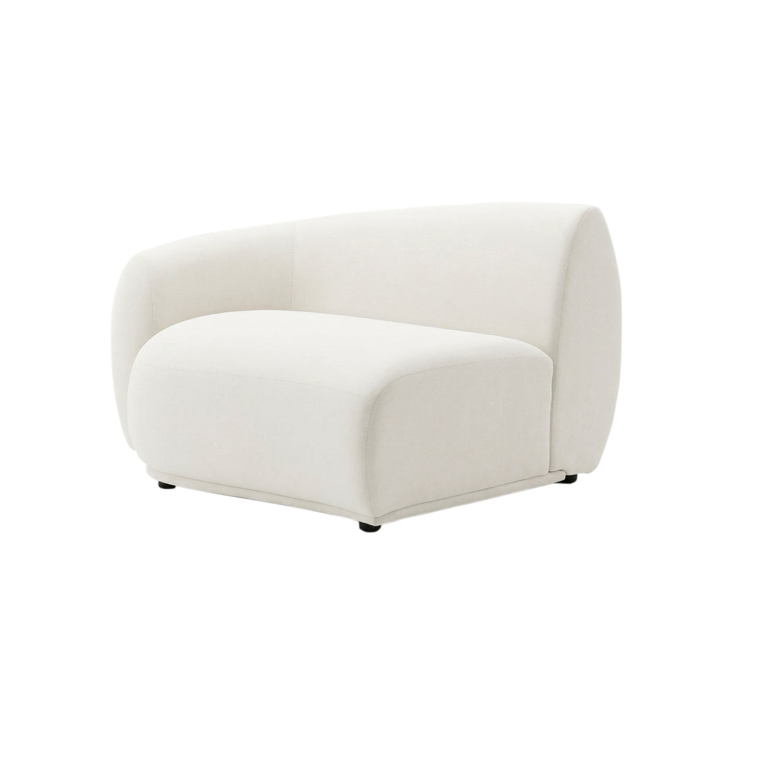 Off-white armless lounge chair with rounded shape on white background